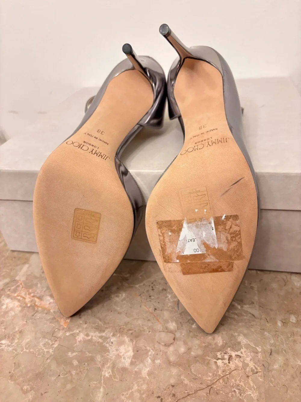 AUTHENTIC Jimmy Choo Lucy 100 colour Steel D’orsay - Picture 13 of 16